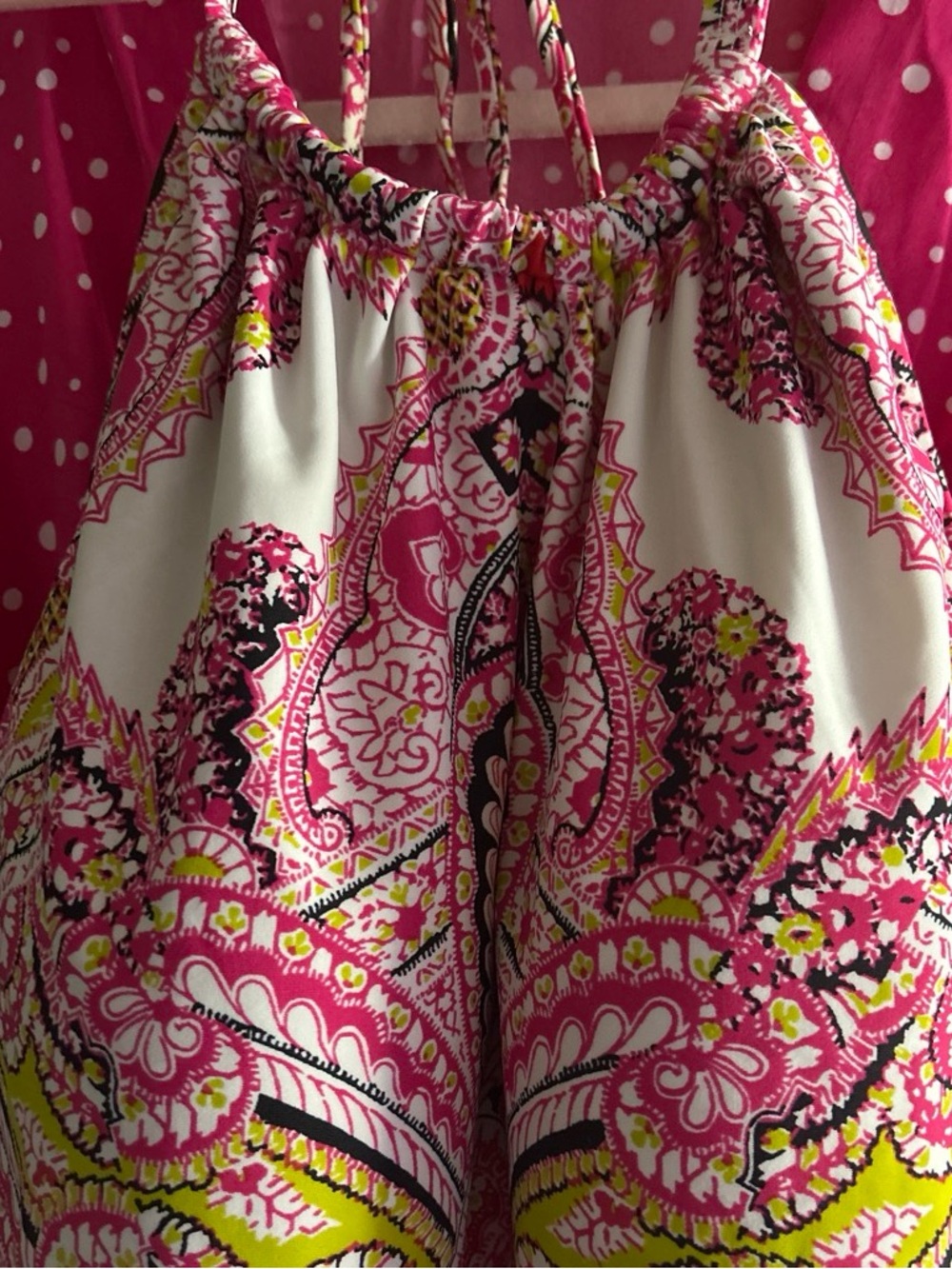 Cacique Hot Pink Paisley Maxi Skirt with Yellow and Black Accents